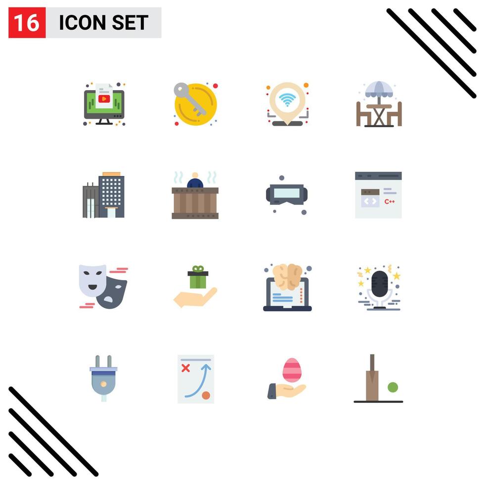 16 kreative Ikonen moderne Zeichen und Symbole des Bautisches Check in Dinner Home editierbares Paket kreativer Vektordesign-Elemente vektor