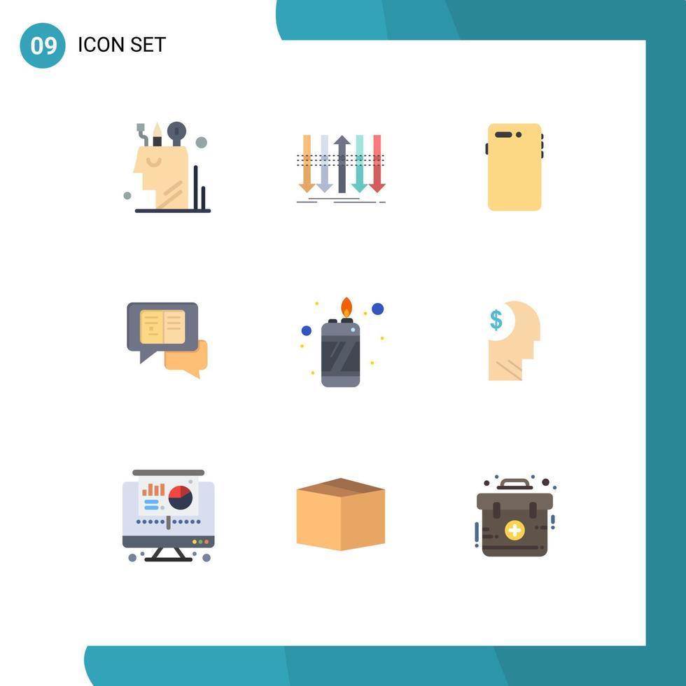 Aktienvektor-Symbolpaket mit 9 Zeilenzeichen und Symbolen für Popup-Chat-Vorwärtskamera mobile editierbare Vektordesign-Elemente vektor