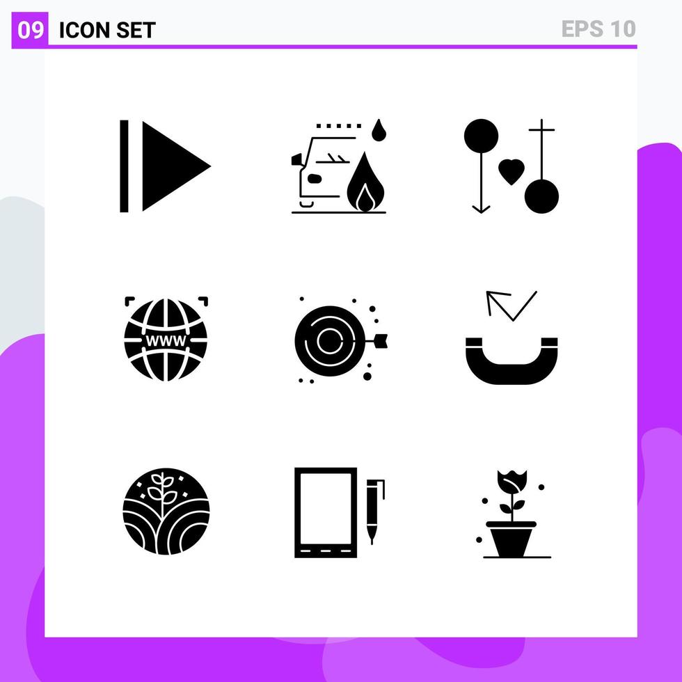 9 universell fast glyfer uppsättning för webb och mobil tillämpningar hantverk broderi äktenskap koagulera design redigerbar vektor design element
