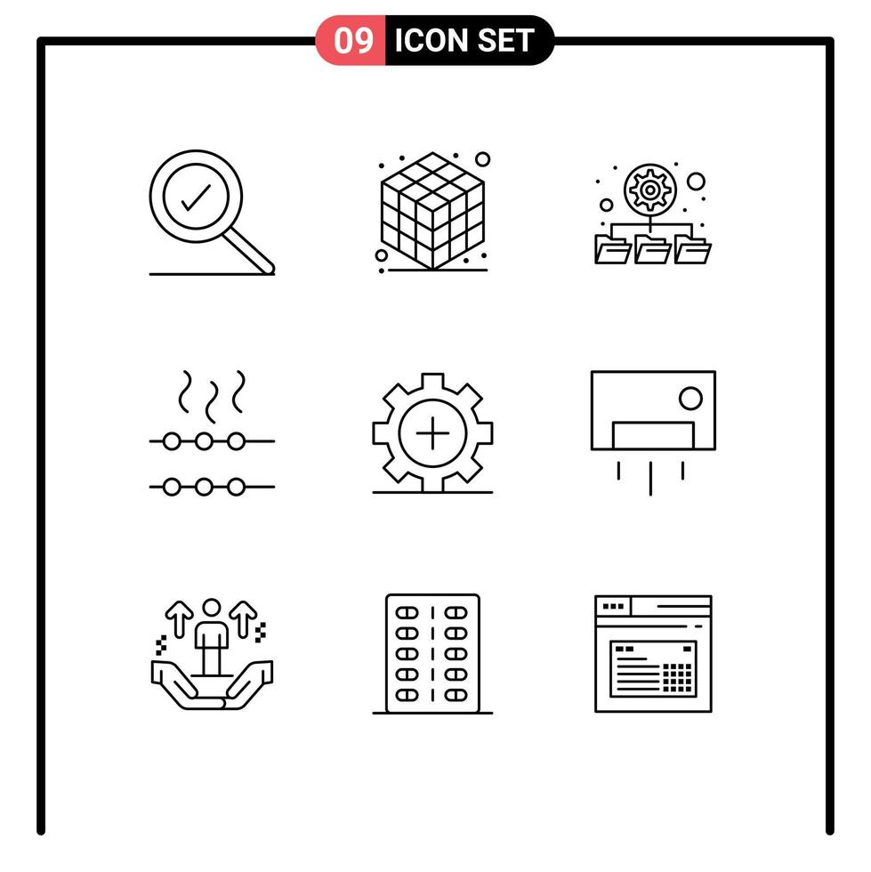 uppsättning av 9 modern ui ikoner symboler tecken för ac sjukhus nätverk hälsa vård redigerbar vektor design element