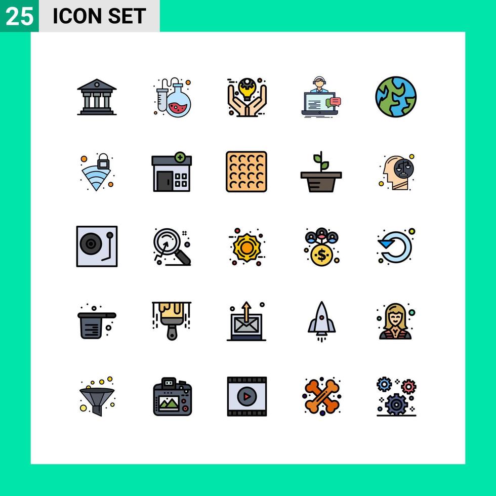 Gefüllte Linie flache Farbpackung mit 25 universellen Symbolen für hilfreiche Kunden-Business-Chat-Ideen editierbare Vektordesign-Elemente vektor