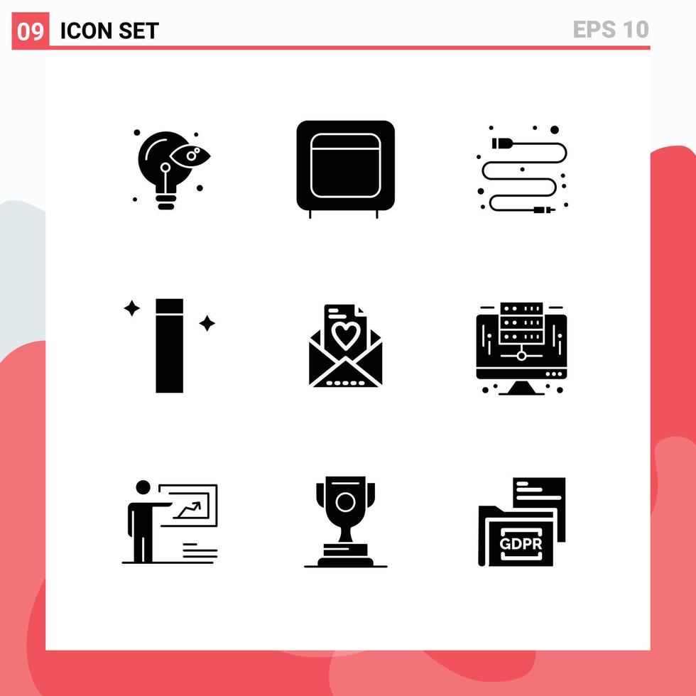 uppsättning av 9 modern ui ikoner symboler tecken för mamma e-post öppen trollkarl magi redigerbar vektor design element