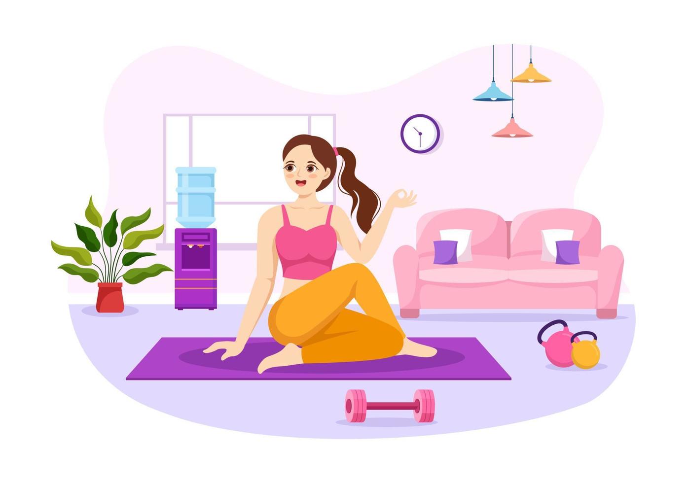 yoga- und meditationspraxisillustration mit gesundheitsvorteilen des körpers für webbanner oder zielseite in flachen handgezeichneten karikaturvorlagen vektor