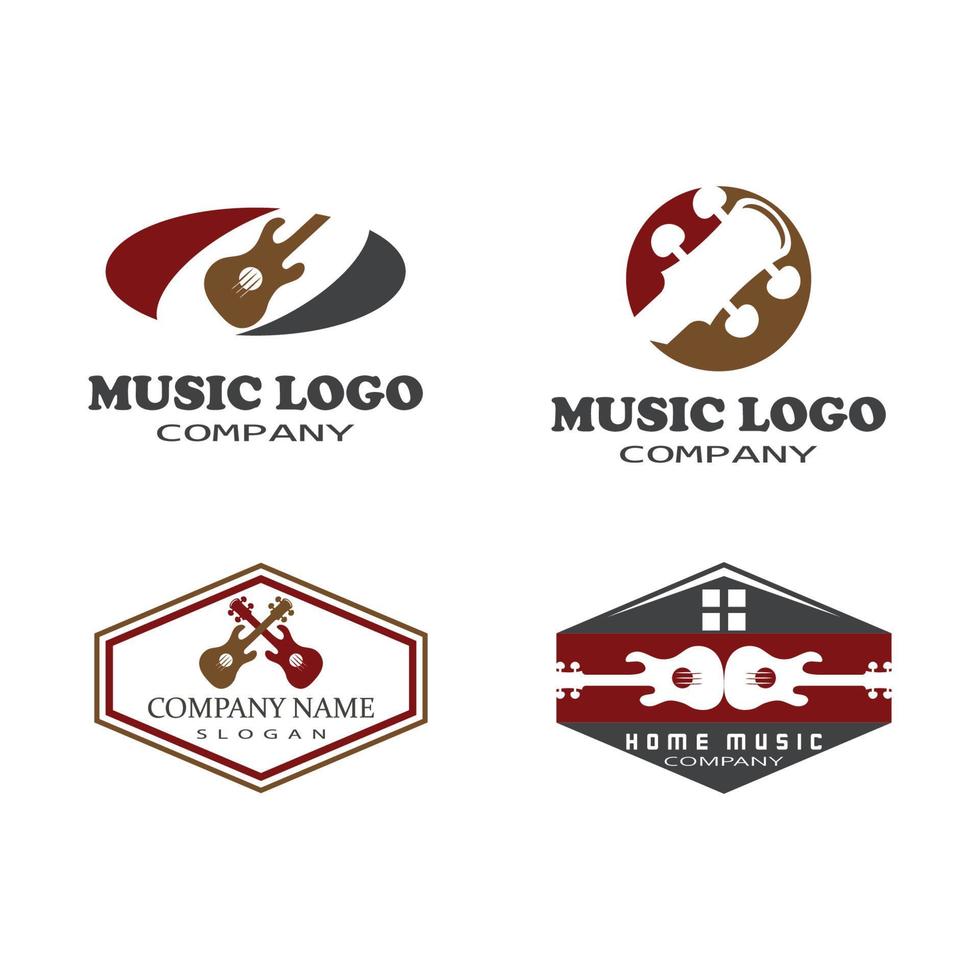 kors gitarr musikband emblem stämpel vintage retro logo design vektor