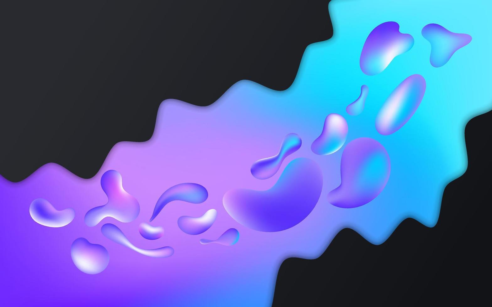 abstrakter Hintergrund mit Overlay-Effekt. neonfarbene trendige welle für das cover von banner oder flyer. moderne Mischung aus holografischem Verlaufshintergrund. mit flüssigen 3d-lavablasen, fließenden flüssigen formen. vektor