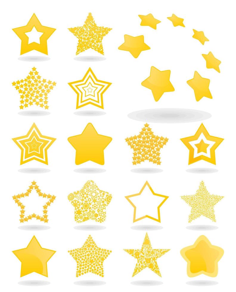 uppsättning av ikoner av guld stjärnor. en vektor illustration