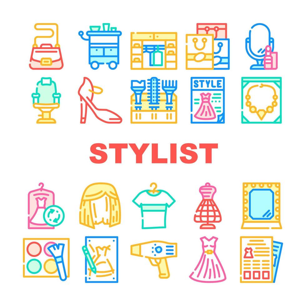 stylist zubehör sammlung icons set vektor