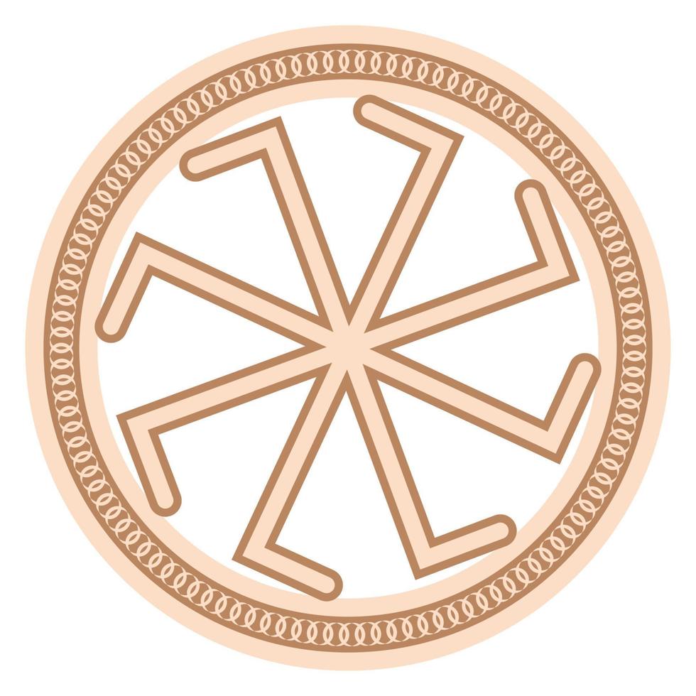 kolyadnyk, ein slawisches Symbol, das mit einem Ornament aus skandinavischer Weberei verziert ist. beige trendiges Design vektor