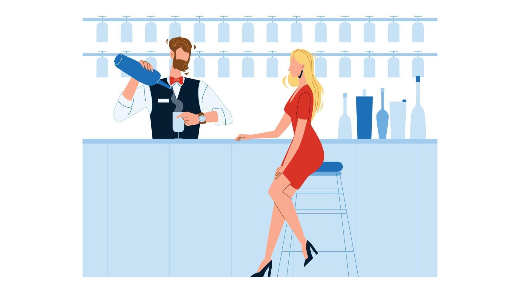 bartender expert- framställning cocktail för kvinna vektor