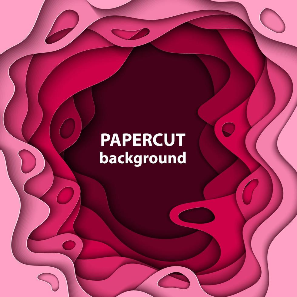 Vektorhintergrund mit magentafarbenen rosafarbenen Papierschnittformen. 3D abstrakter Papierkunststil, Designlayout für Geschäftspräsentationen, Flyer, Poster, Drucke, Dekoration, Karten, Broschüren vektor