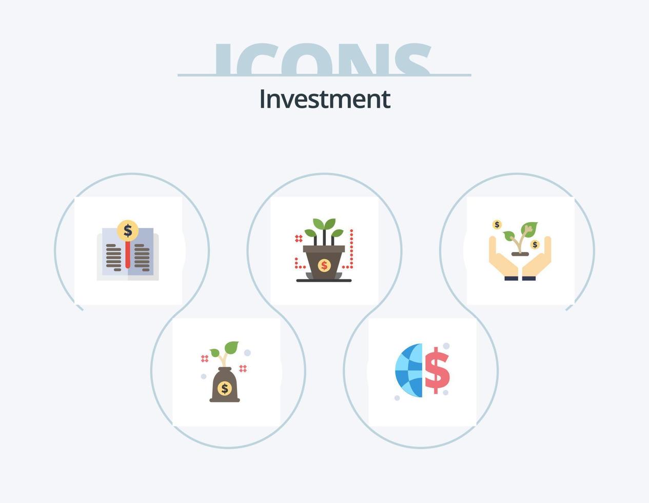 investering platt ikon packa 5 ikon design. . investering. investera. investera. börja vektor