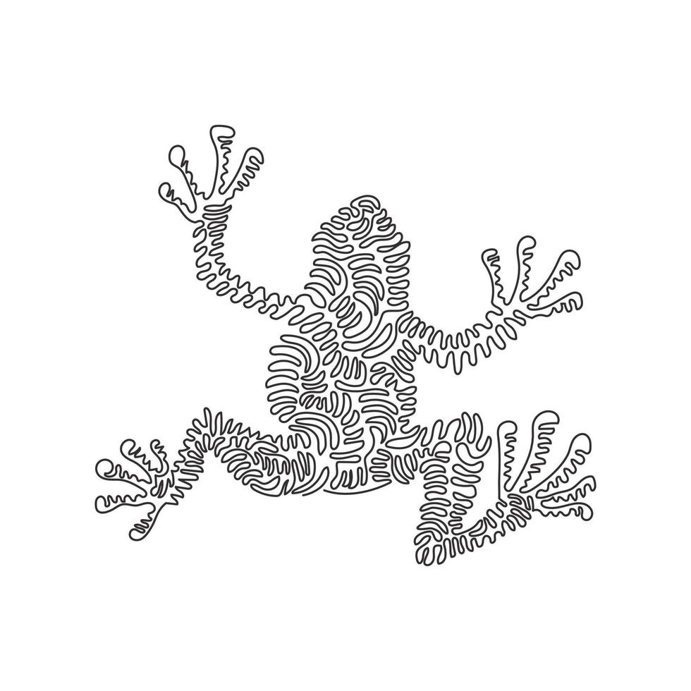 Single Swirl Continuous Line Drawing von niedlichen Frosch abstrakte Kunst. ununterbrochene Linie zeichnen Grafikdesignvektorillustrationsart des freundlichen Haustieres für Ikone, Zeichen, modernen Wanddekor des Minimalismus vektor