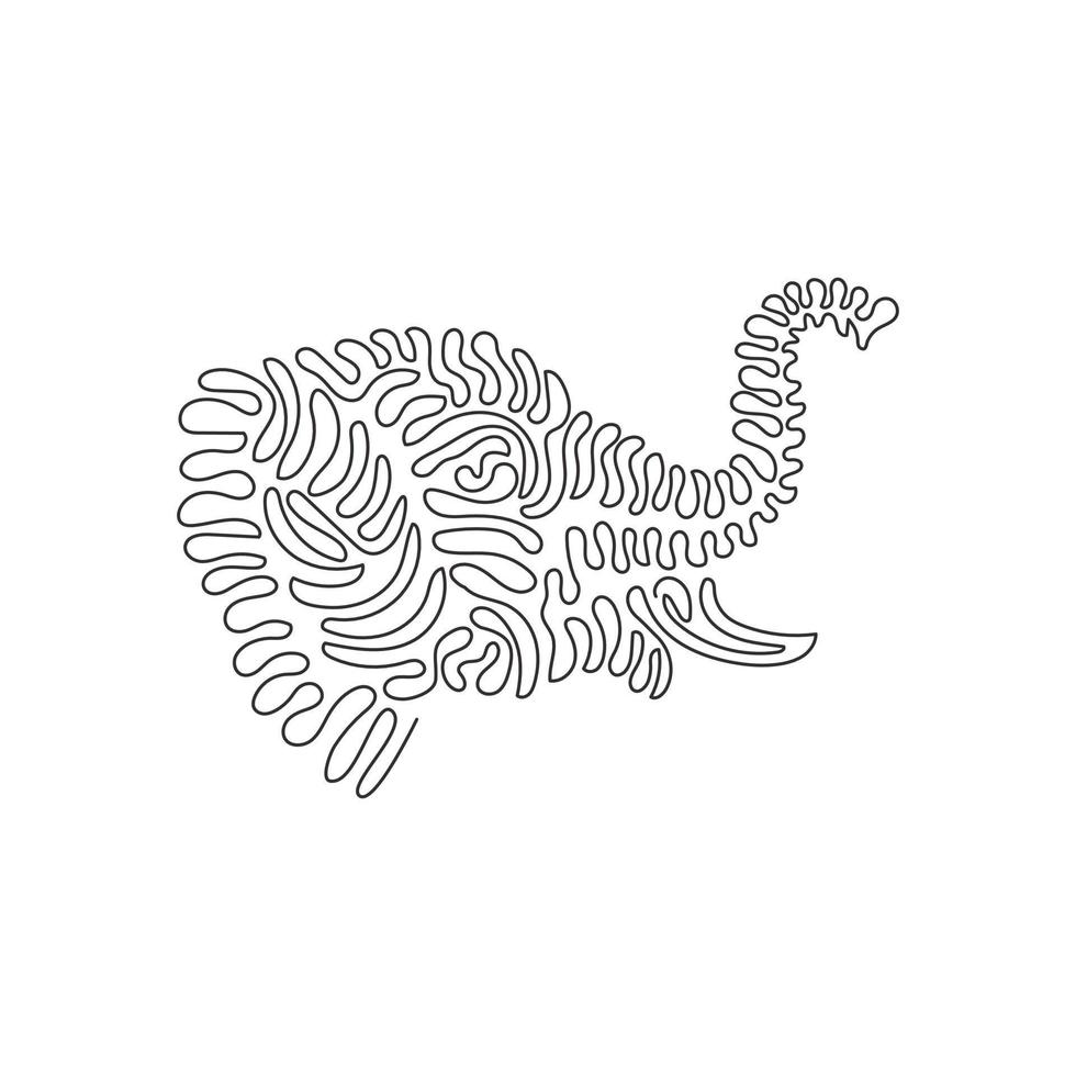 kontinuerlig ett kurva linje teckning av rolig elefant abstrakt konst i cirkel. enda linje redigerbar stroke vektor illustration av vänlig inhemsk djur- för logotyp, vägg dekor och affisch skriva ut dekoration