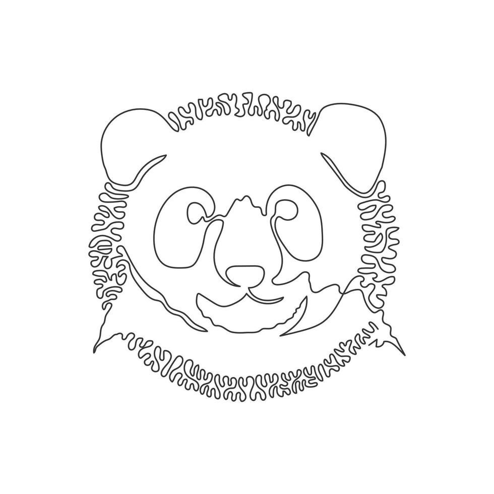 kontinuerlig kurva ett linje teckning av magnifik däggdjur abstrakt konst i cirkel. enda linje redigerbar stroke vektor illustration av blyg panda för logotyp, tecken, vägg dekor och affisch skriva ut dekoration