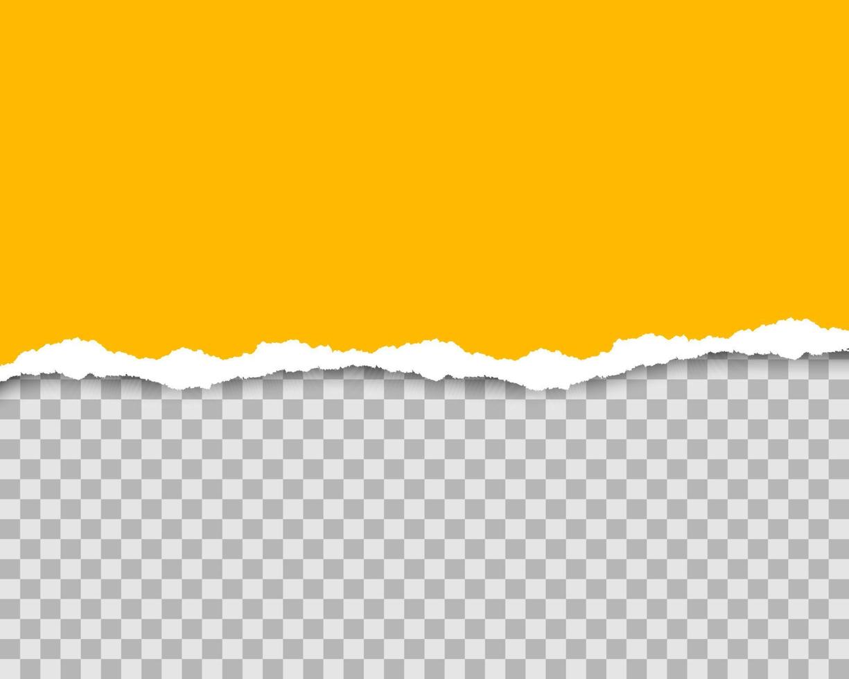 gelbes zerrissenes papier mit weichem schatten auf transparentem hintergrund vektor
