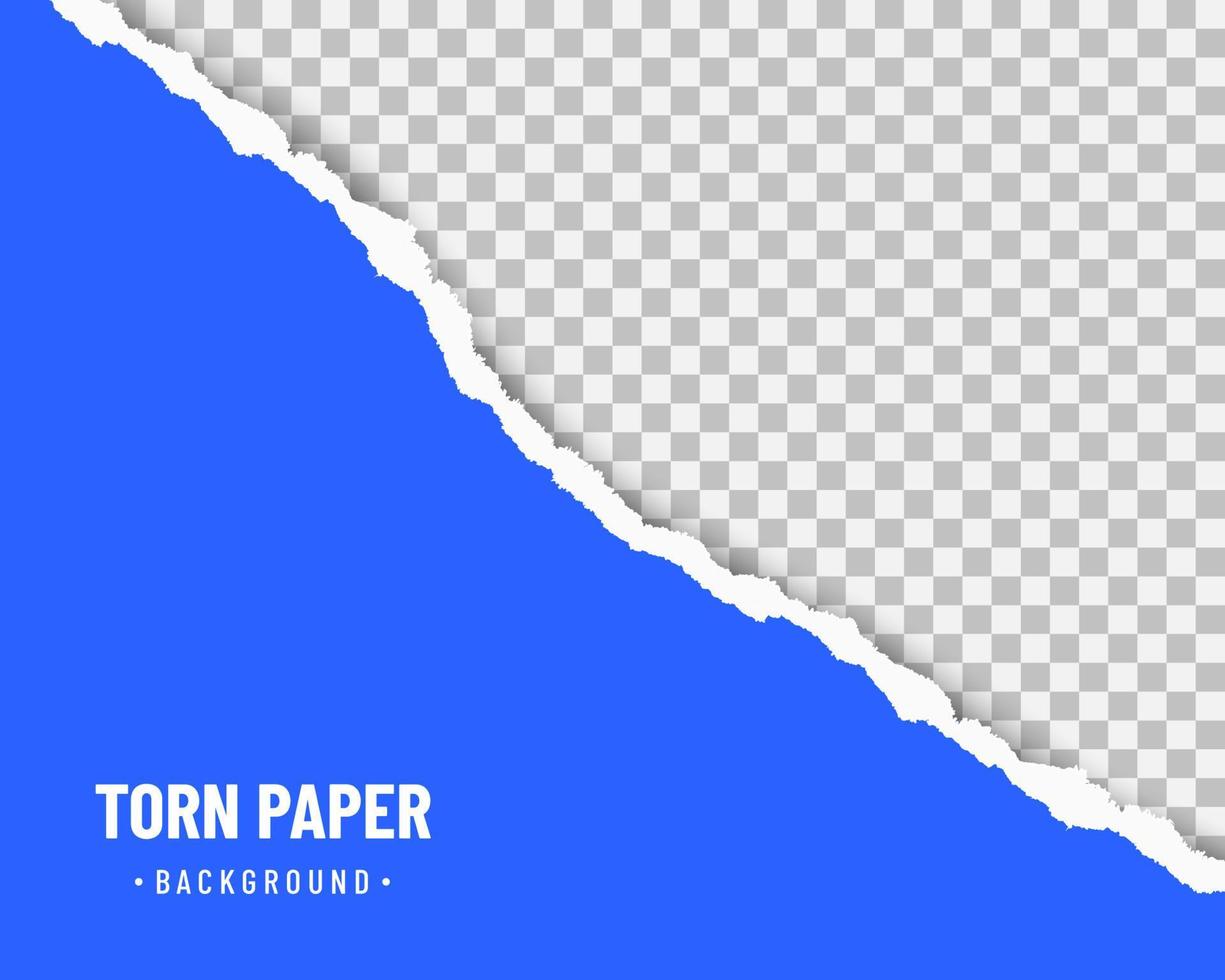 blaues zerrissenes papier mit weichem schatten auf transparentem hintergrund vektor