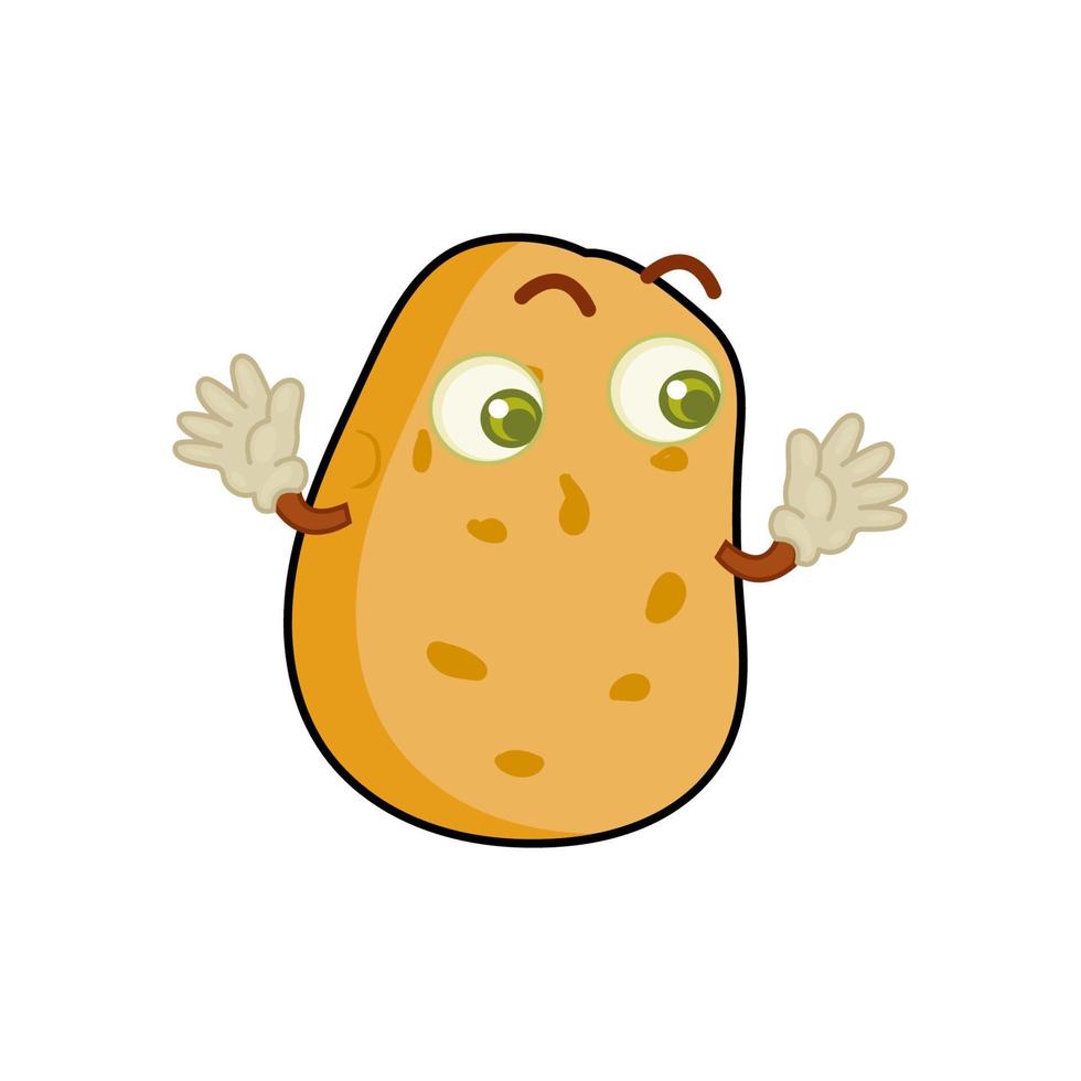 vektor tecknad serie potatis potatis maskot, leende, Lycklig, söt. vektor illustration.