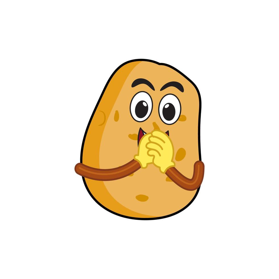 vektor tecknad serie potatis potatis maskot, leende, Lycklig, söt. vektor illustration.