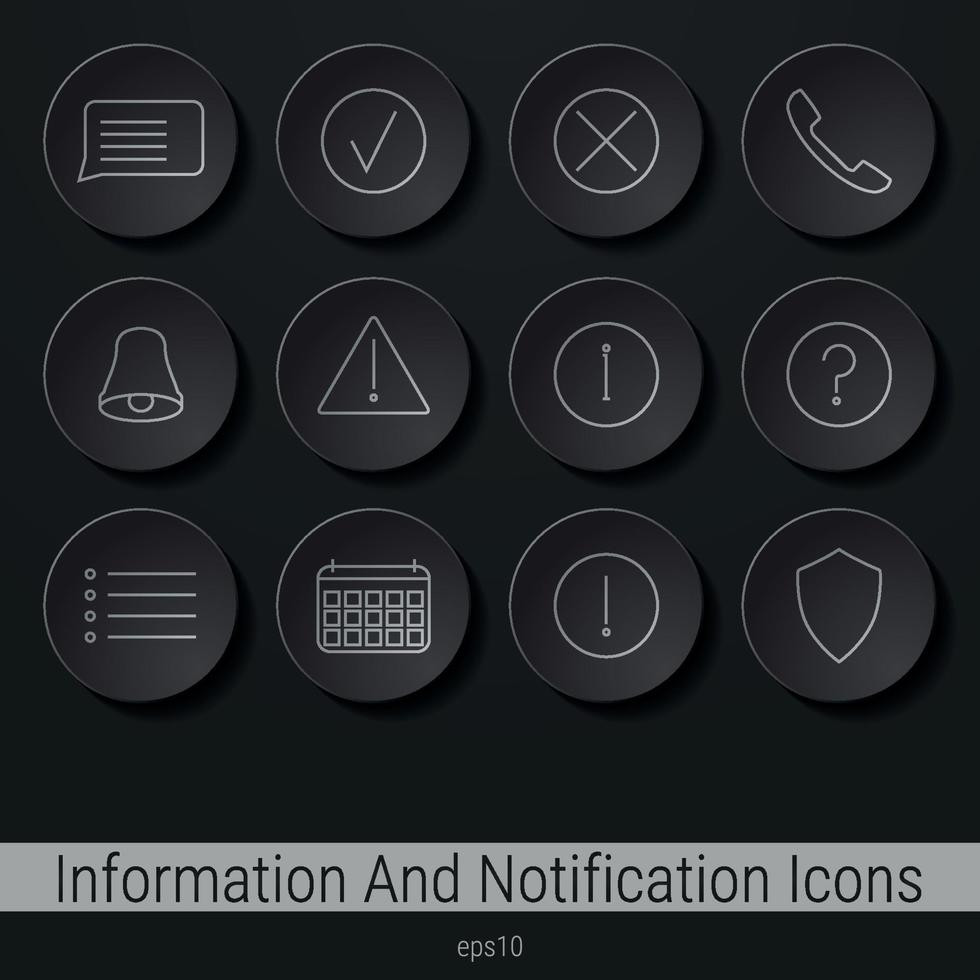 uppsättning av ikoner på en tema information och underrättelse vektor