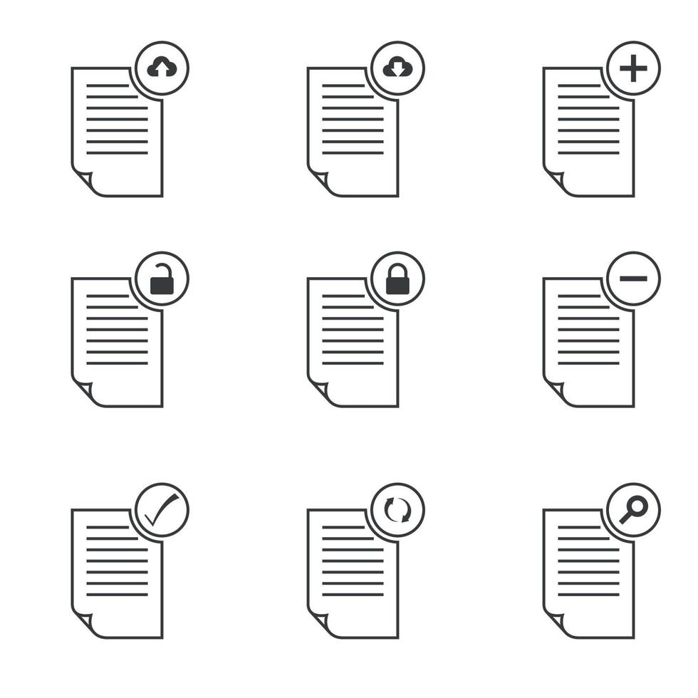 uppsättning av isolerat ikoner på en tema dokument vektor