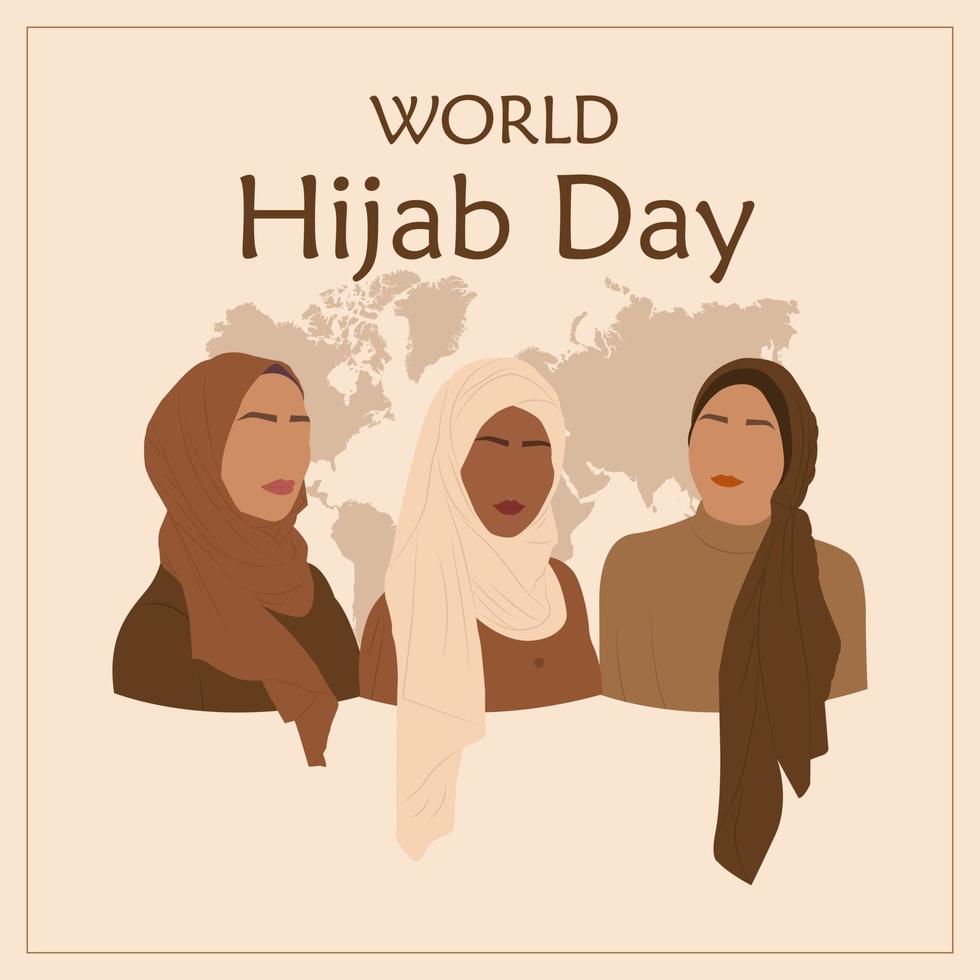 Welt-Hijab-Tag. muslimische Mädchen im Hijab. Vektor-Illustration. vektor
