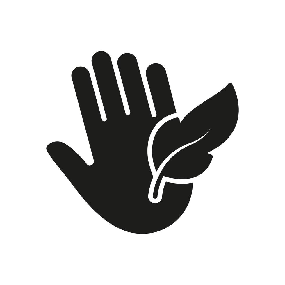 hypoallergen begrepp svart ikon. känslig hand hud fjäder silhuett symbol. mjuk hypo allergiframkallande tecken. dermatologi delikat kosmetisk. isolerat vektor illustration.