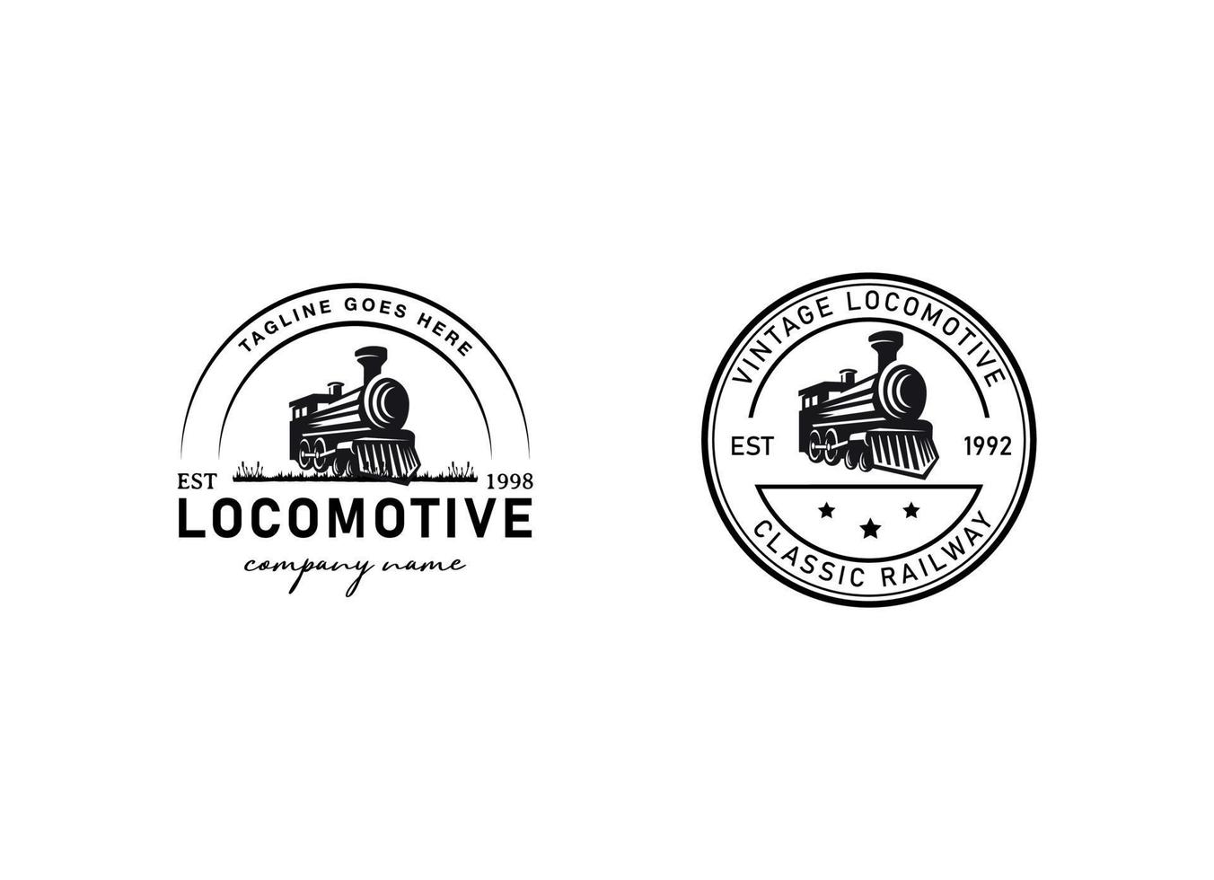lokomotiv logotyp illustration, årgång stil emblem vektor