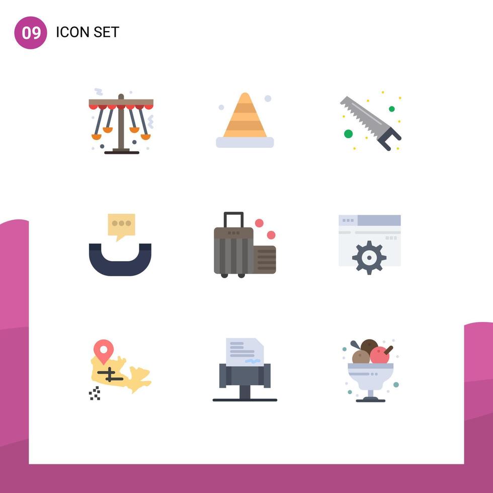 uppsättning av 9 kommersiell platt färger packa för väska telefon väg meddelande verktyg redigerbar vektor design element