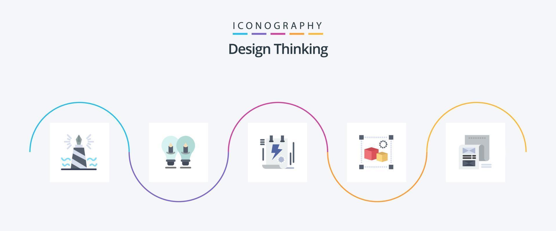 design tänkande platt 5 ikon packa Inklusive fil. 3d. penna. urklipp. fil vektor
