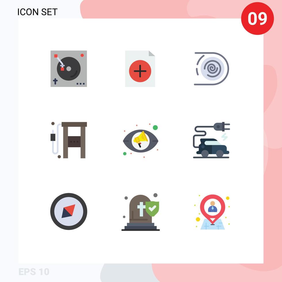satz von 9 modernen ui-symbolen symbole zeichen für auge ölkreislauf tankstelle gas editierbare vektordesignelemente vektor
