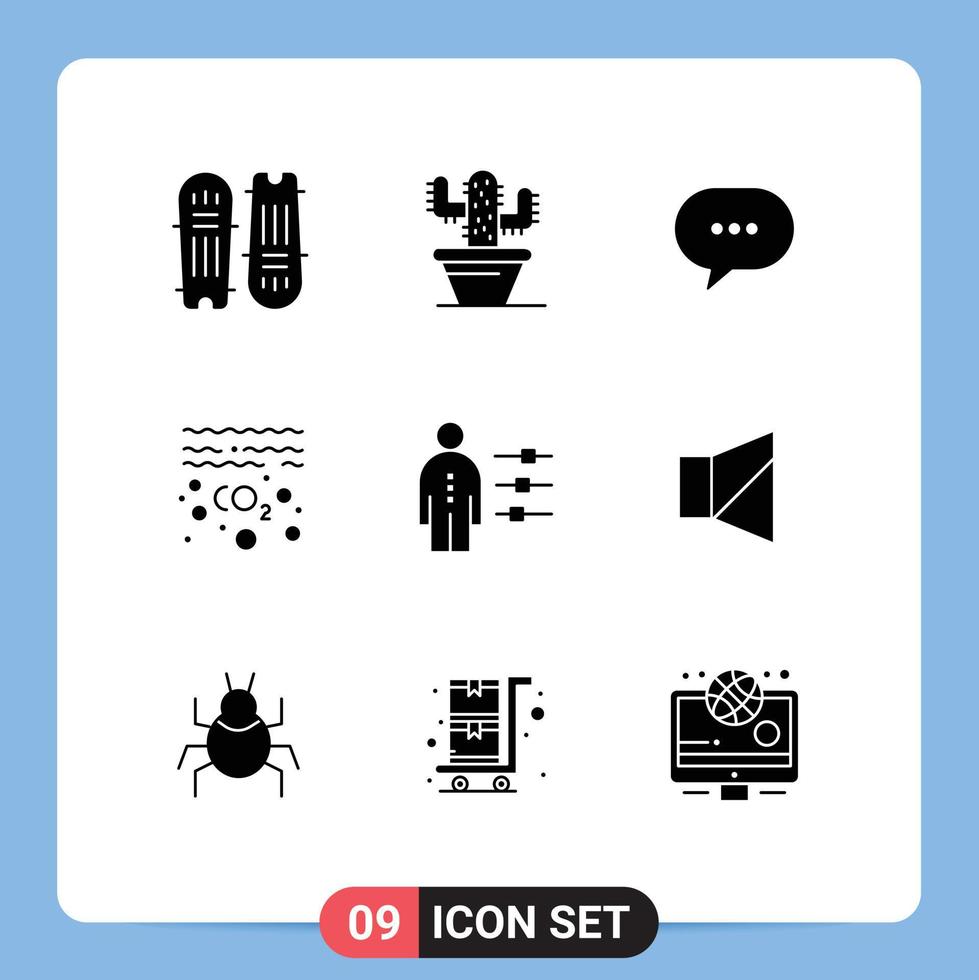 stock vektor ikon packa av 9 linje tecken och symboler för anställd co chatt förorening gas redigerbar vektor design element