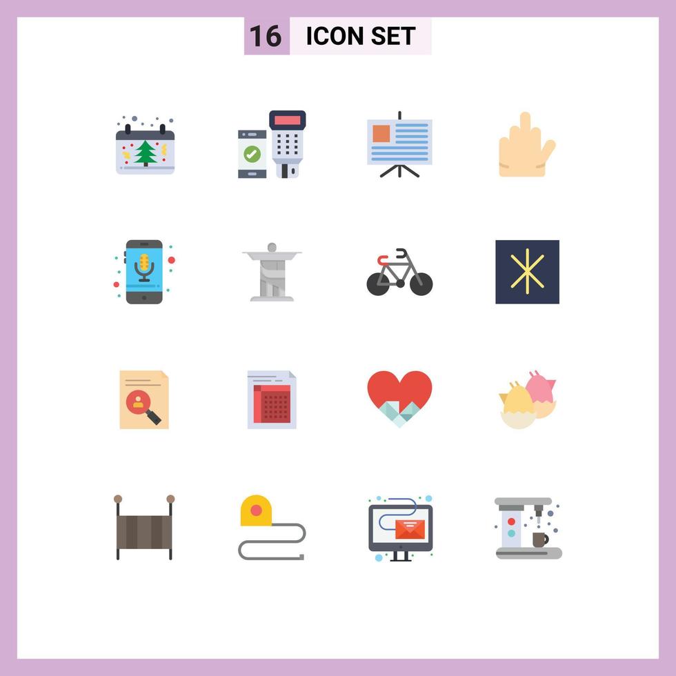 grupp av 16 platt färger tecken och symboler för telefon enhet skanna sluta gest redigerbar packa av kreativ vektor design element