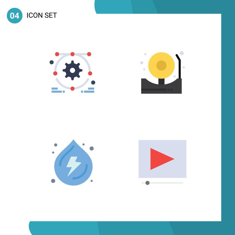 universell ikon symboler grupp av 4 modern platt ikoner av utveckling vatten larm brand video redigerbar vektor design element
