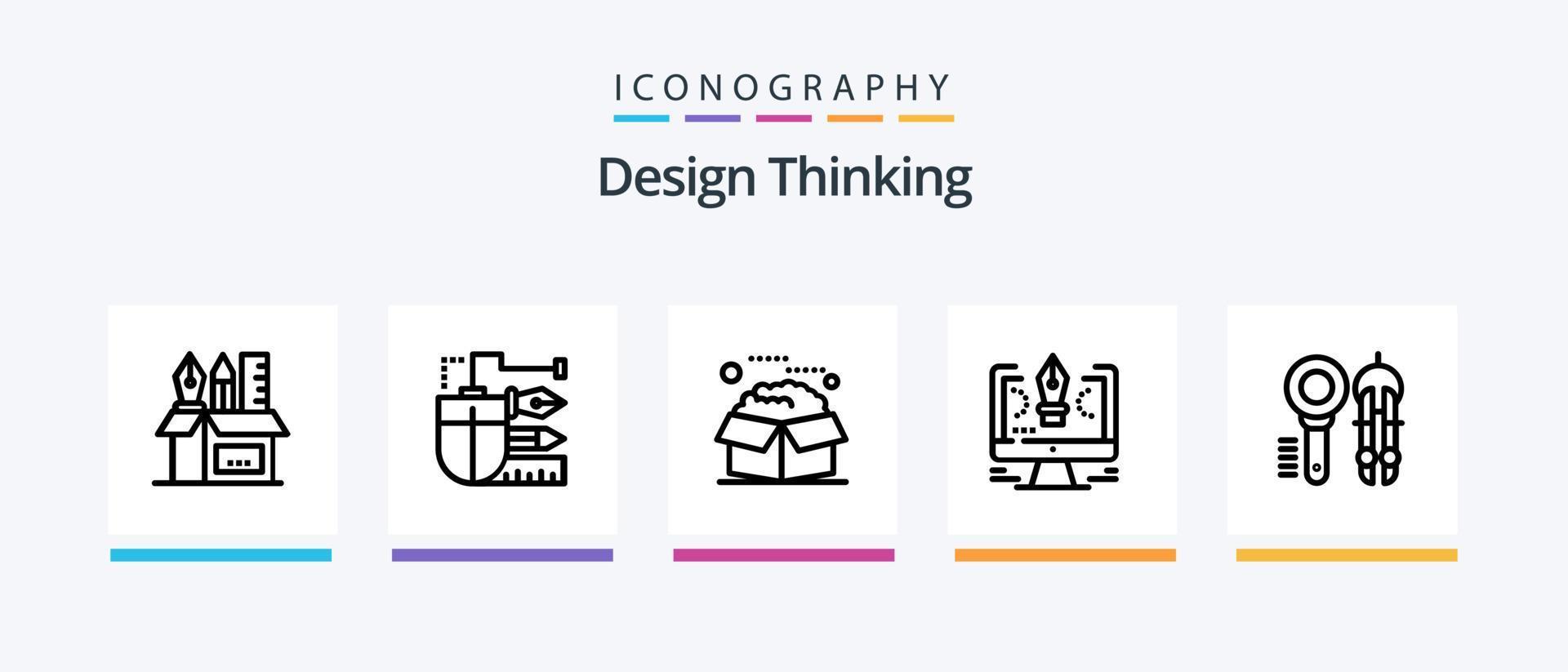 Design Thinking Line 5 Icon Pack inklusive Glühbirne. Kasten. Bolzen. Pflanze, Anlage. Idee. kreatives Symboldesign vektor