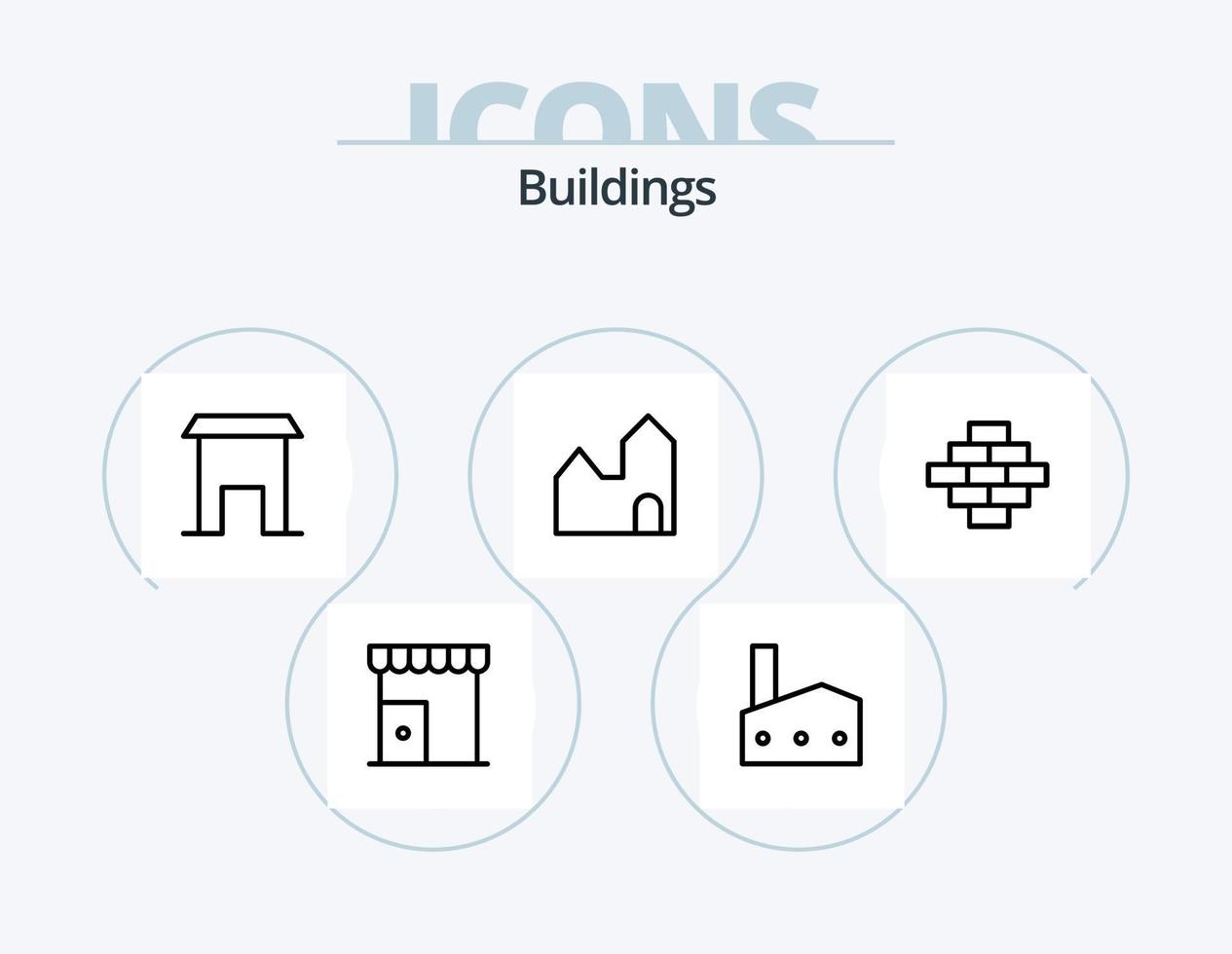 Gebäude Linie Icon Pack 5 Icon Design. . Konstruktion. mittelalterlich. Gebäude. Industrie vektor