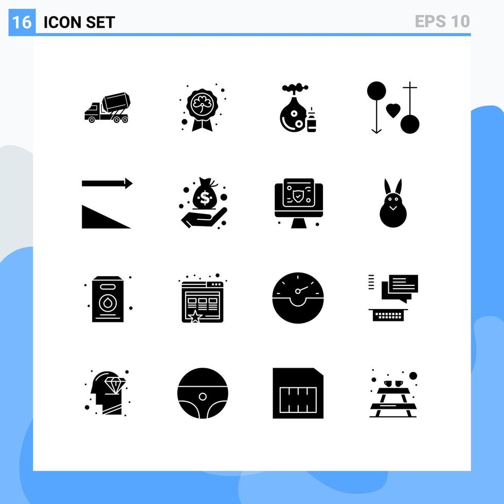 Satz von 16 Vektor-Solid-Glyphen auf Raster für die Ehe Liebe Heilige weibliche Flasche editierbare Vektor-Design-Elemente vektor