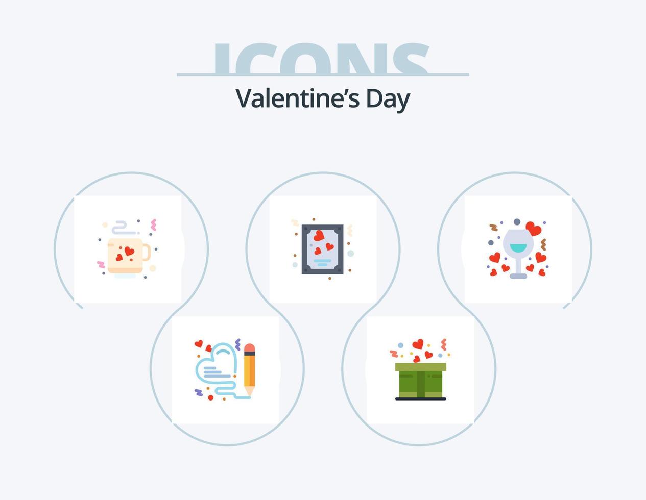 Valentinstag Flat Icon Pack 5 Icon Design. romantisch. Liebe. Liebe. Datum. Liebe vektor