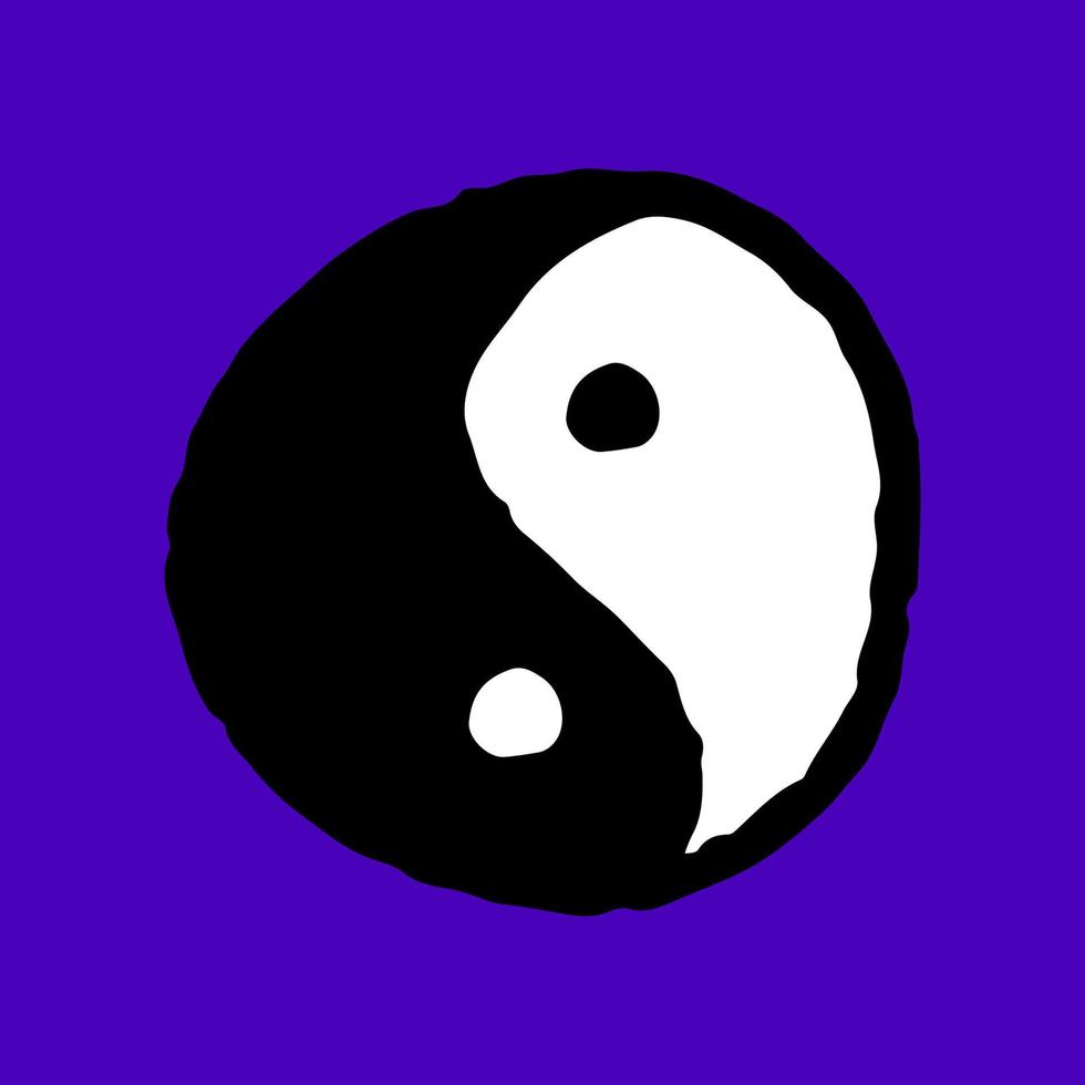 yin yang symbol tecknad serie, illustration för t-shirt, klistermärke, eller kläder handelsvaror. med modern pop- och retro stil. vektor