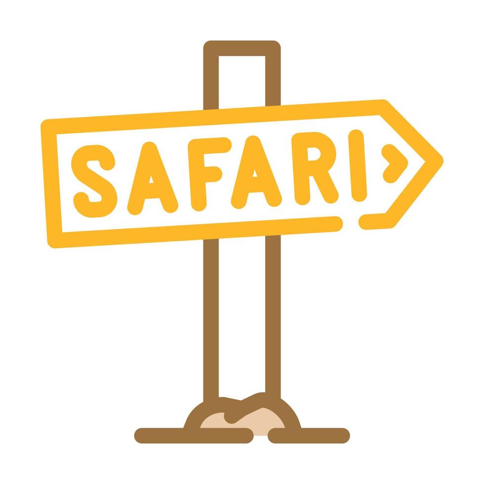 Richtung Safari Typenschild Farbe Symbol Vektor Illustration