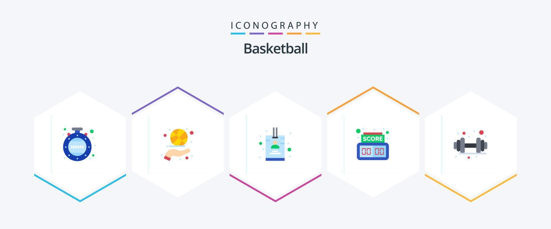 basketboll 25 platt ikon packa Inklusive . Gym. bricka. hantel. digital vektor