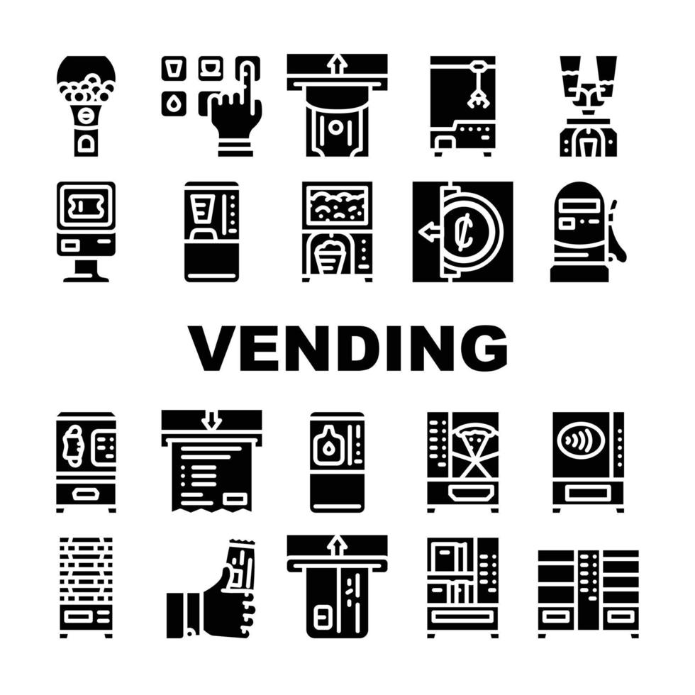 varuautomat försäljning utrustning ikoner set vektor