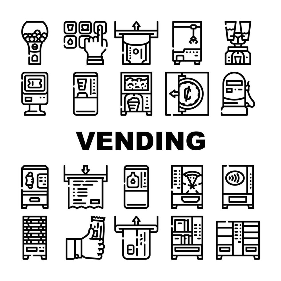 varuautomat försäljning utrustning ikoner set vektor