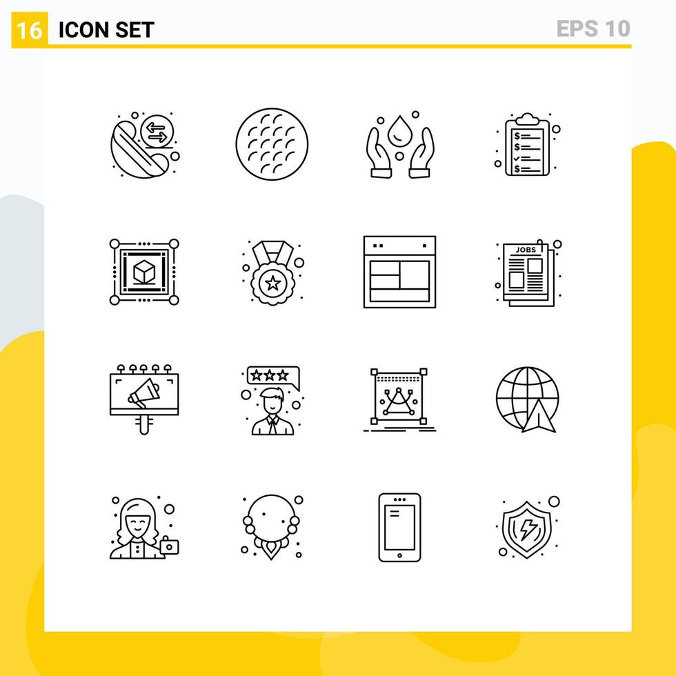 16 kreativ ikoner modern tecken och symboler av kub pengar Wiener lista kolla upp lista redigerbar vektor design element