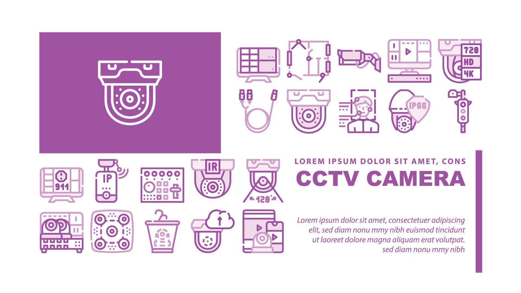 cCTV kamera säkerhet landning rubrik vektor