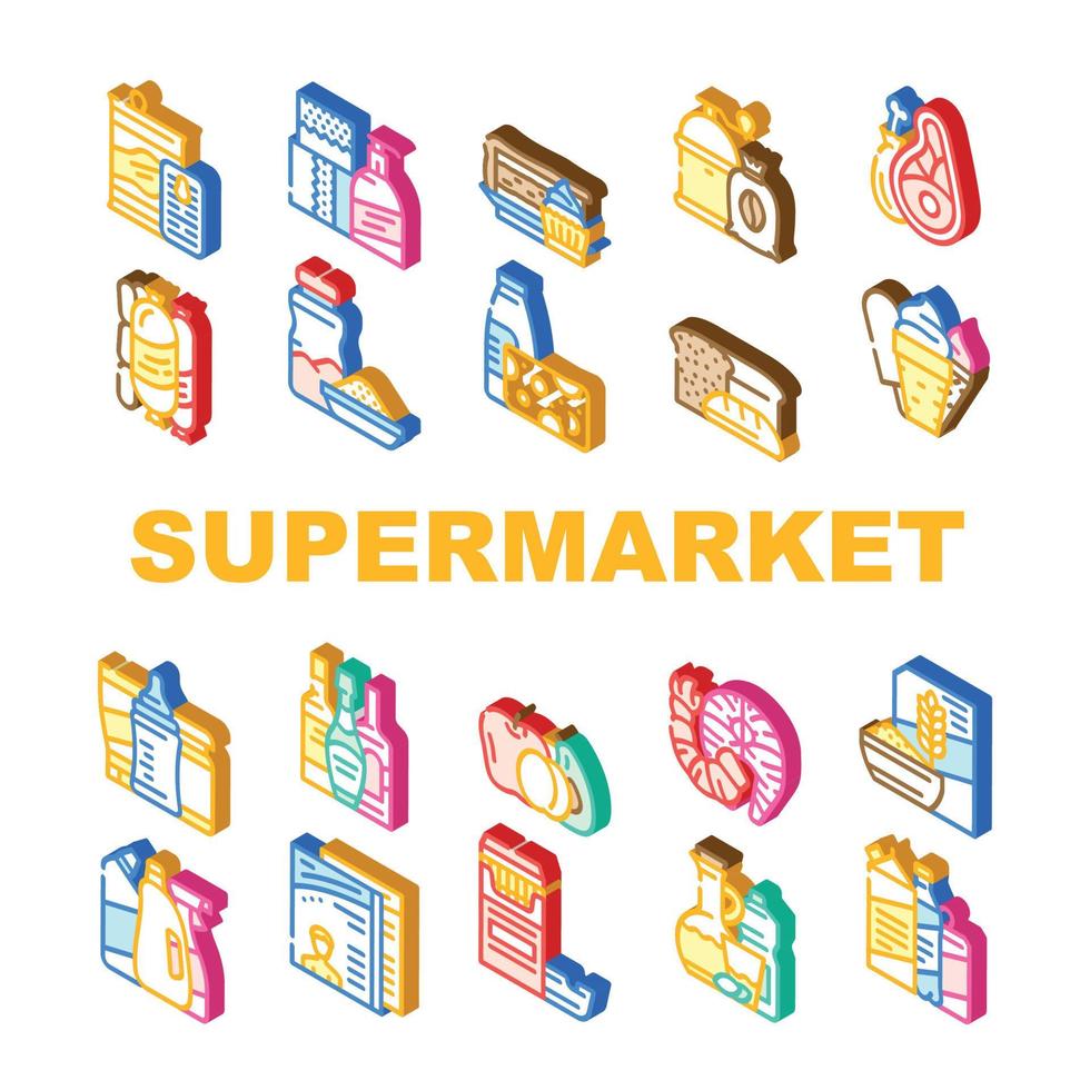 Supermarkt-Verkaufsabteilungsikonen stellten Vektor ein