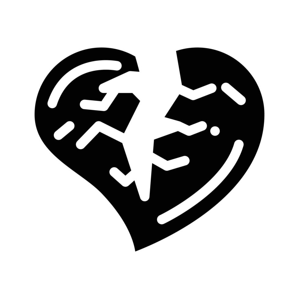 gebrochenes Herz Scheidung Glyphe Symbol Vektor Illustration