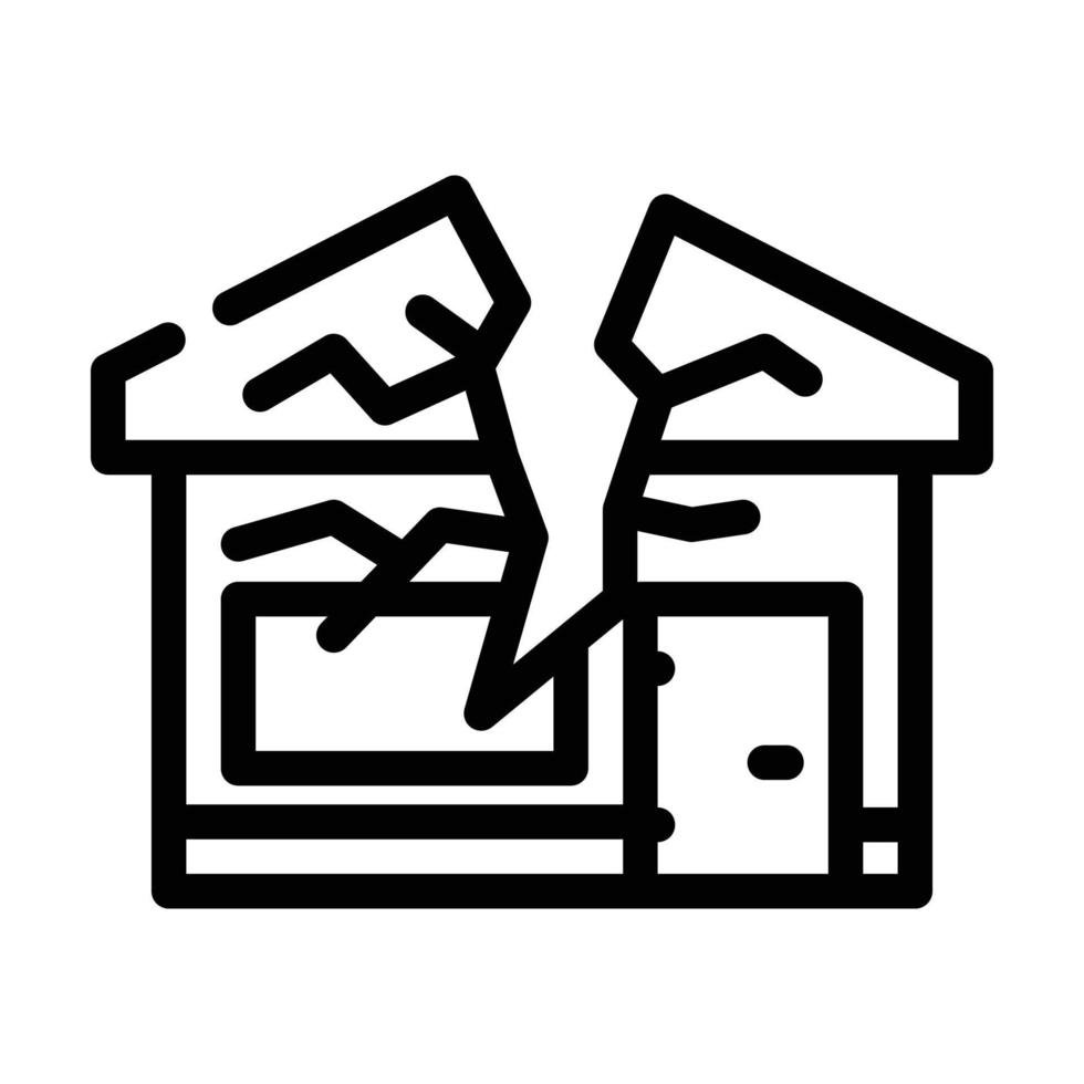 kraschade hus linje ikon vektor illustration