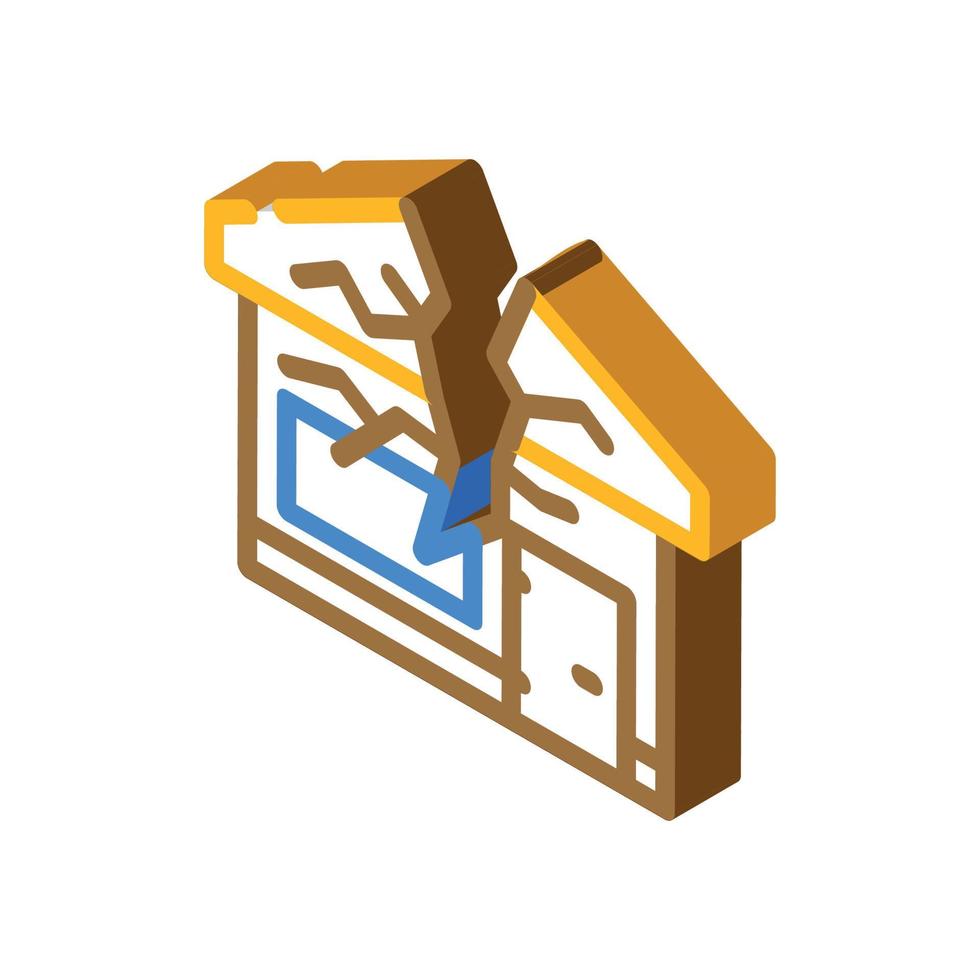 kraschade hus isometrisk ikon vektor illustration