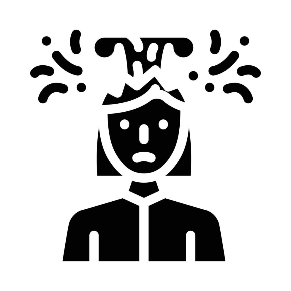 hjärna explosion kvinna glyf ikon vektor illustration