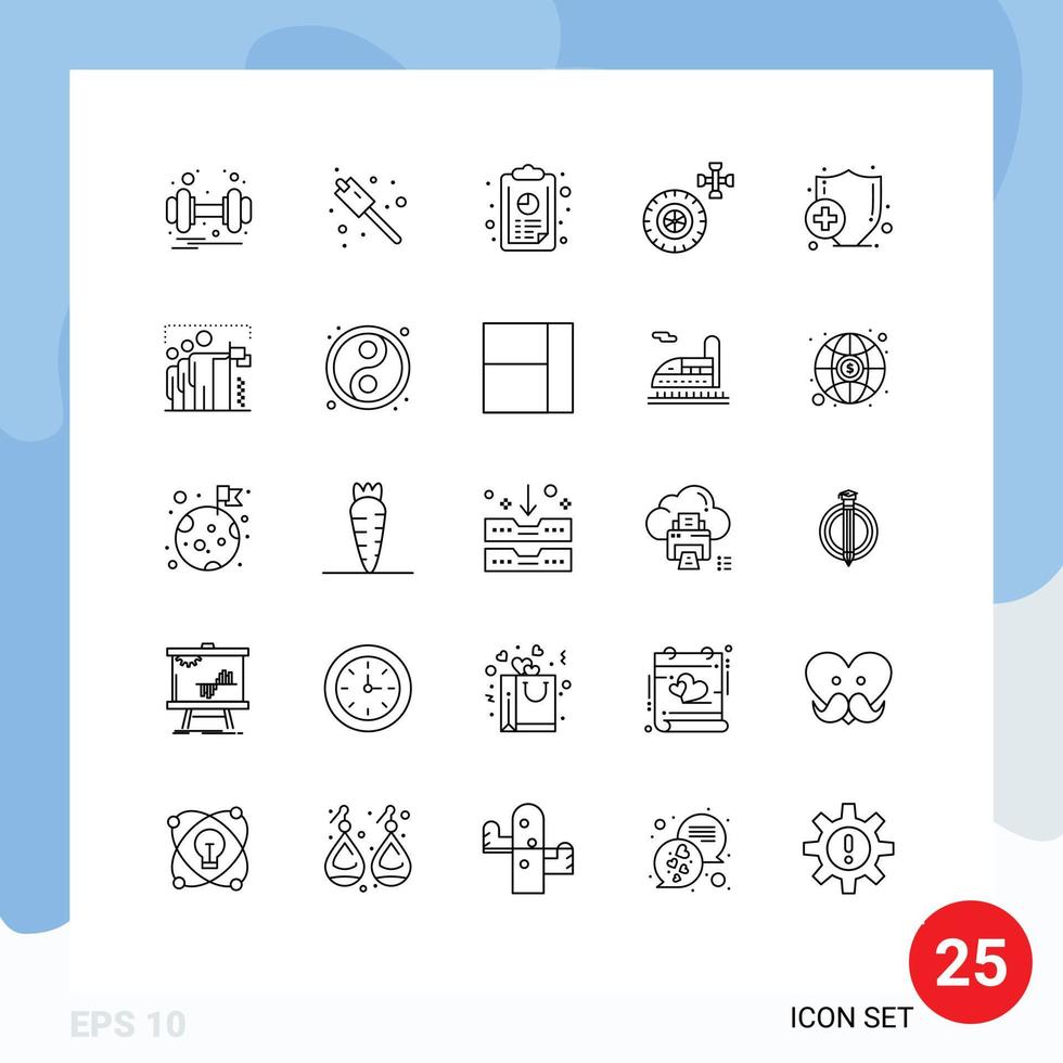 25 kreative Symbole moderne Zeichen und Symbole der Flagge Versicherungsanalyse Gesundheitsdienst editierbare Vektordesign-Elemente vektor